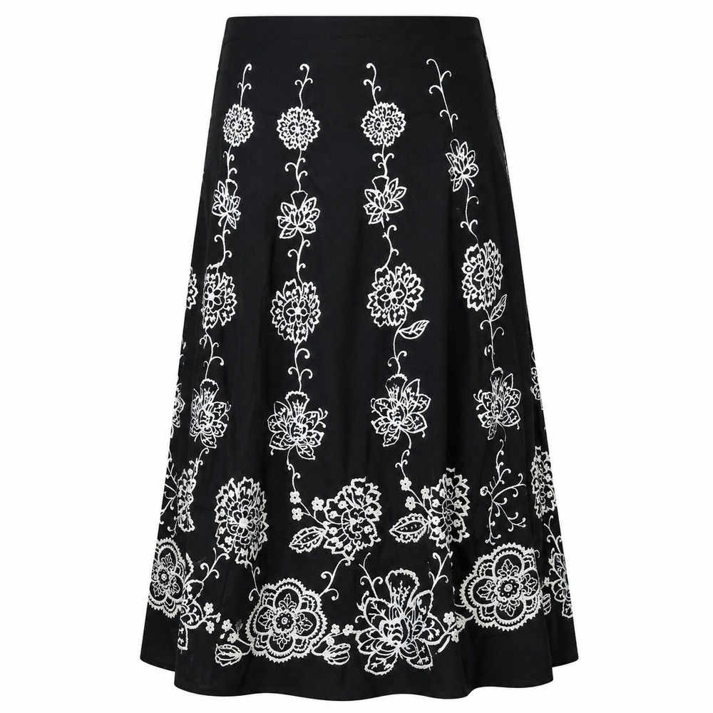 Vintage Boho Luxe Midi Skirt Women Size 0 Floral Romantic Prairie Chic Heirloom